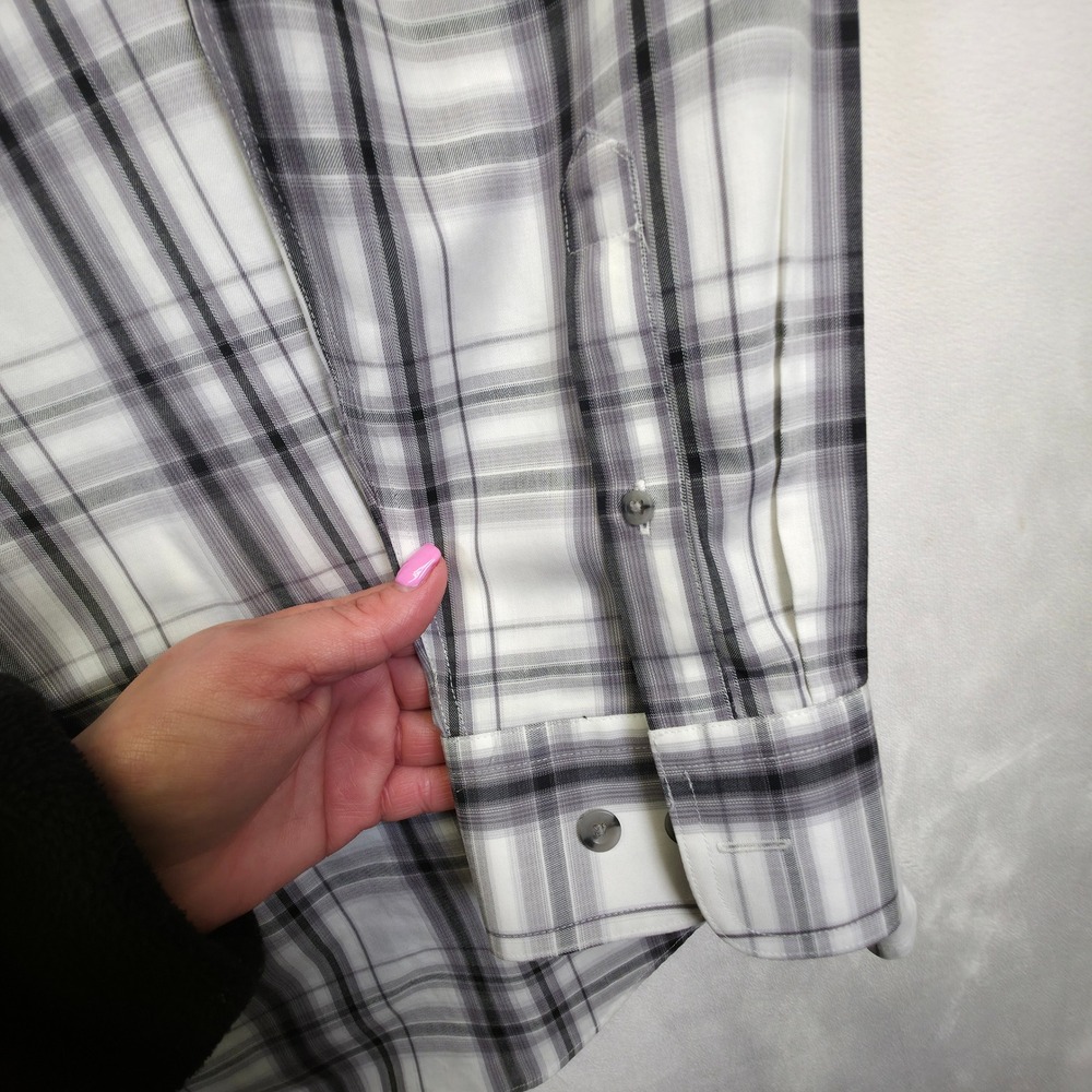 Cabela's Button Up Shirt Mens L Gray Plaid Business Casual Preppy Heritage - Picture 14 of 16